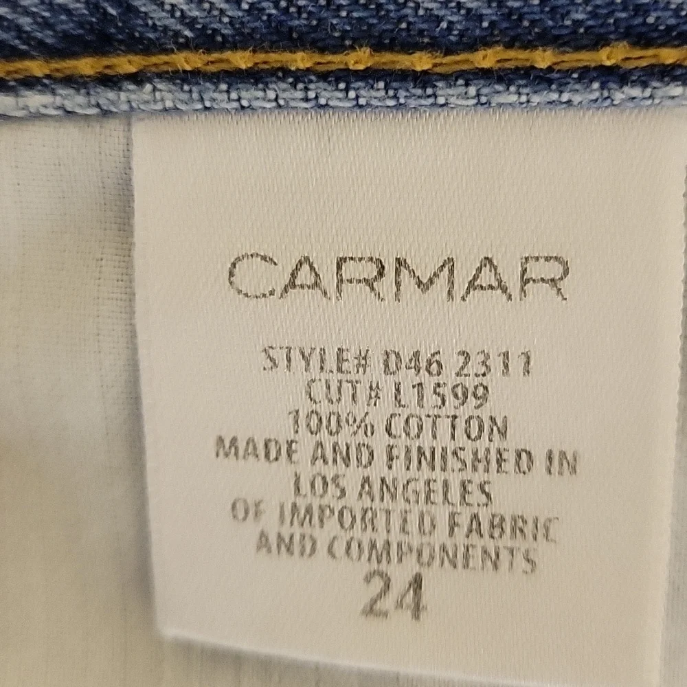 Carmar Beatrice Light Blue Distressed Denim Skirt Sz 24. Festival school
